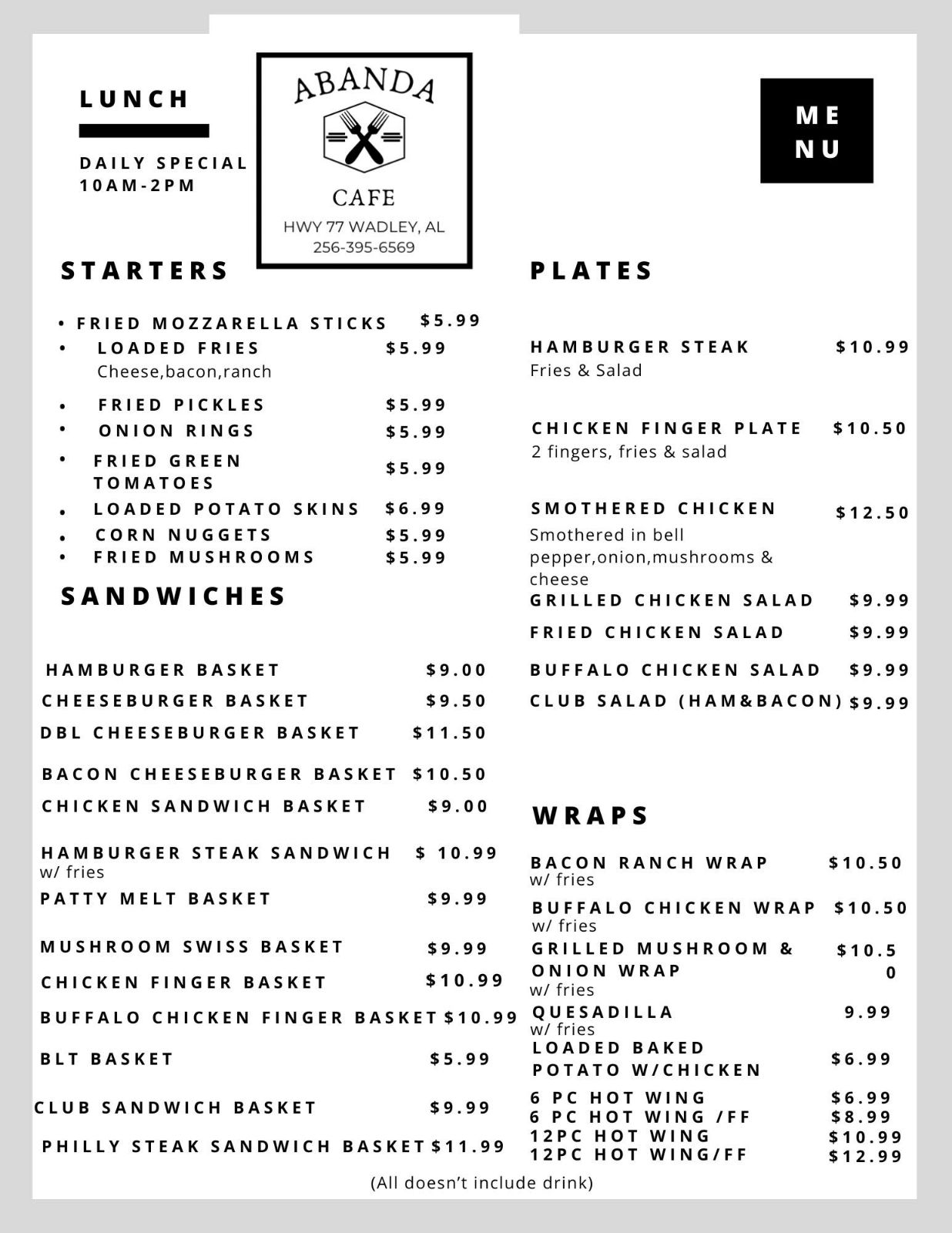 Lunch Menu